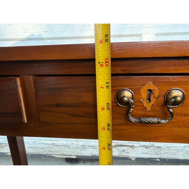 Late 20th Century Custom Made Mahogany Hepplewhite Style 3 Drawer Console Table For Sale - Image 18 of 18