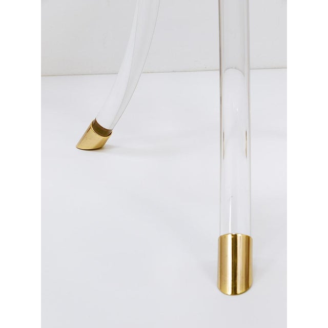 Acrylic Glass & Gilt Metal Tripod Coffee Table Pedestal Gueridon by Maison Charles, 1970s For Sale - Image 8 of 14