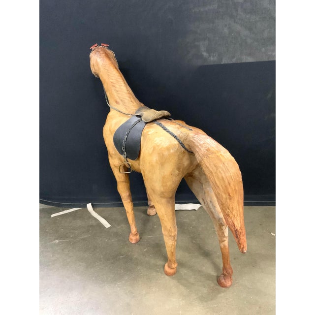 Vintage 1950s Tall Brown Leather Standing Horse Sculpture For Sale In New York - Image 6 of 11