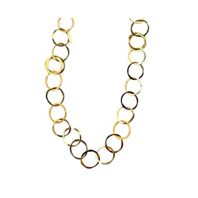 Late 20th Century 14 Yellow Gold Open Circle Link Necklace, 15" Drop For Sale - Image 5 of 8