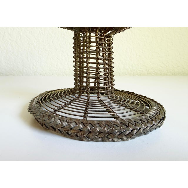 Antique French Fil De Fer Pedestal Basket, Early 20th Century For Sale - Image 10 of 11