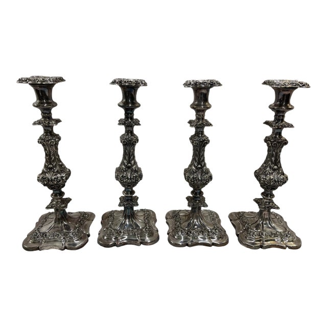 19th Century Sheffield Candlesticks Set of 4 For Sale