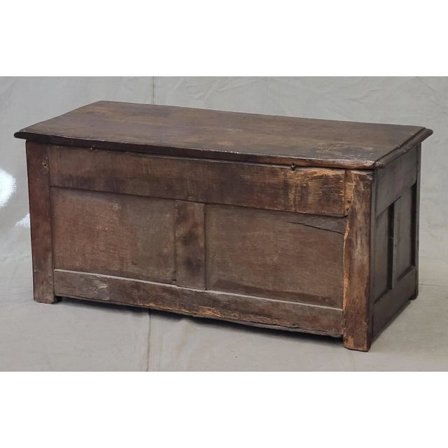 Antique 1800s English Carved Oak Coffer Storage Trunk Box For Sale - Image 11 of 12