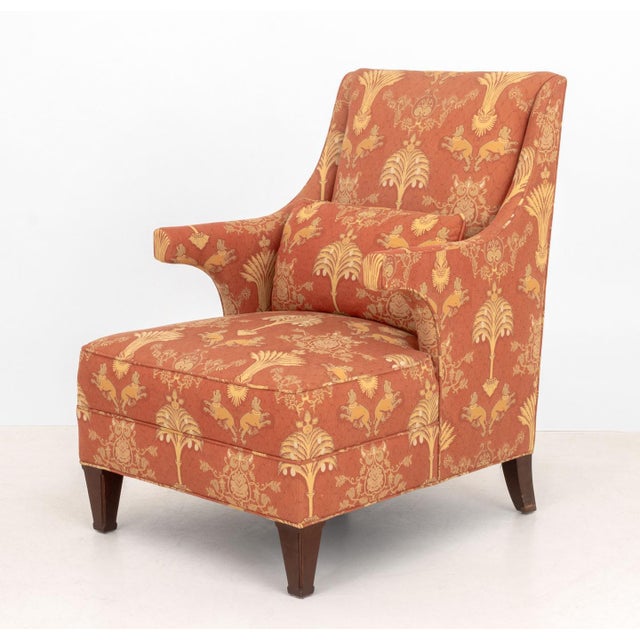 Baker Upholstered Wingback Armchair and Ottoman For Sale - Image 9 of 14