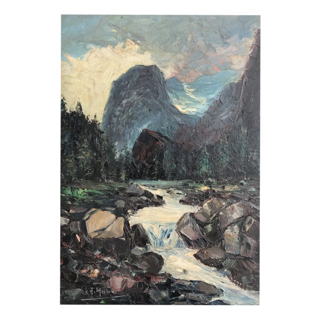 W. A. Hahn, Ruisseau De Montagne, Oil on Cardboard, Framed For Sale
