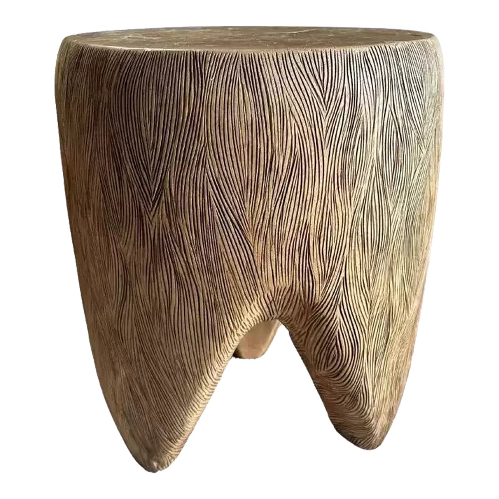 Sculptural Mango Wood Side Table, Hand-Crafted Modern Organic | Chairish
