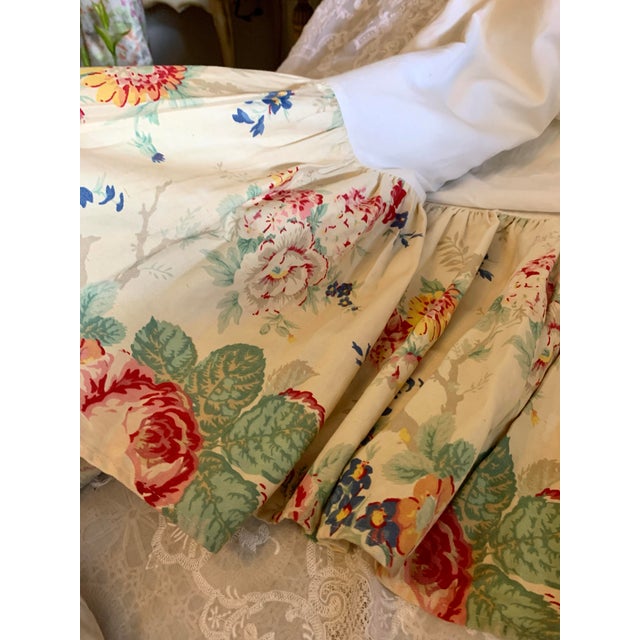 Vintage Ralph Lauren Garden Club Elisa Floral Roses Full Bed Skirt Cottage Core French Country Cotton Fabric Multicolor on Yellow- Ivory Grown For Sale - Image 10 of 12