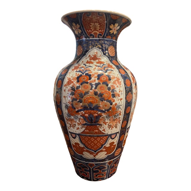 Tall Japanese Imari Temple Jar With All-Over Floral Design, 19th Century For Sale