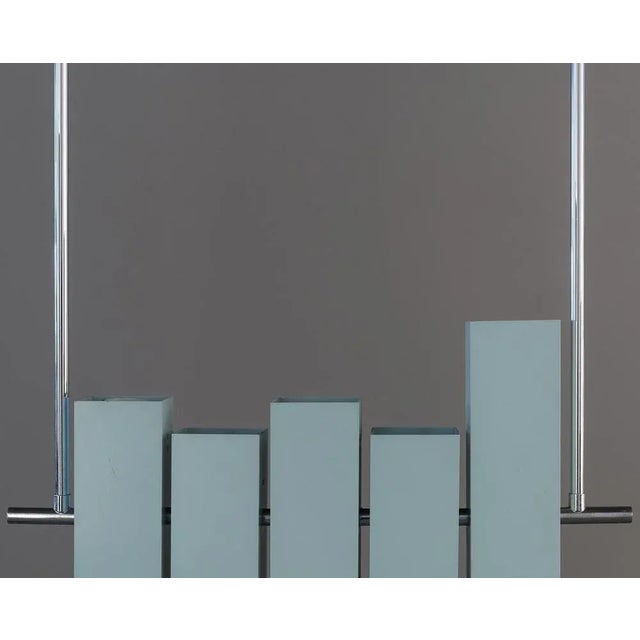 Blue Blue Lacquered Metal Prototype Chandelier from Lumi, 1970 For Sale - Image 8 of 10