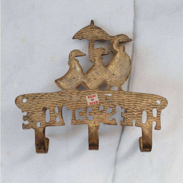 Vintage "Home Sweet Home" Brass Geese Wall Key Holder For Sale In Milwaukee - Image 6 of 7