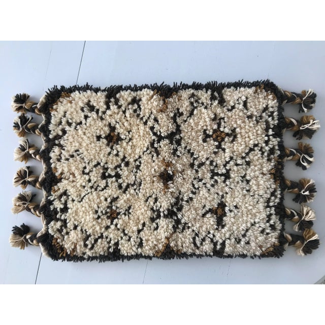 Handmade Ecru & Brown Thick Wool Rug, 1980s For Sale - Image 6 of 18