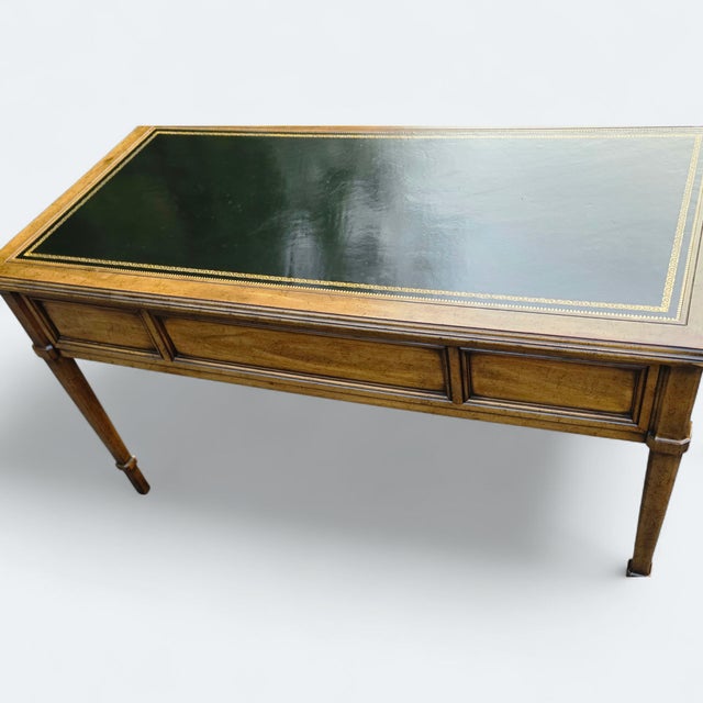 Brown Vintage Hollywood Regency Sligh Lowry Leather Top Writing Desk For Sale - Image 8 of 14