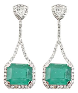 Natural zambian high quality Emerald diamond earring in 18k gold