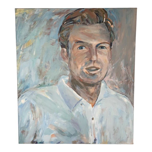Contemporary Oil Portrait of a Man Signed by Texas Artist Mark Nanney, Unframed For Sale