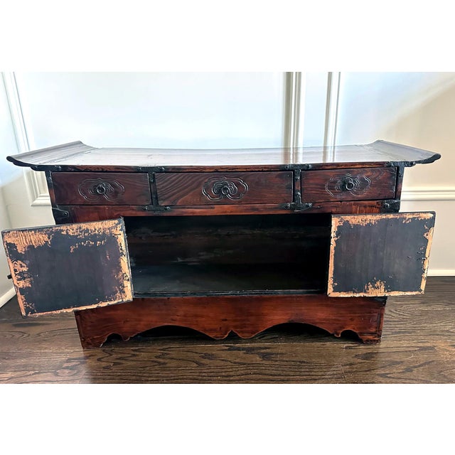 Antique Korean Scholar Book Storage Chest with Buddhism Symbols For Sale - Image 9 of 12