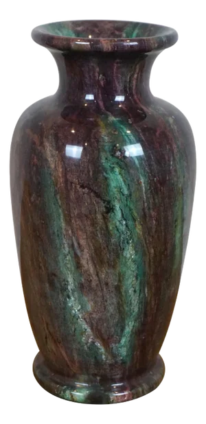 Vintage Chinese Purple & Green Carved Jade Marble Flower Vase