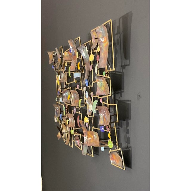 Vintage 70s Mid Century Brutalist Mixed Metal Wall Art