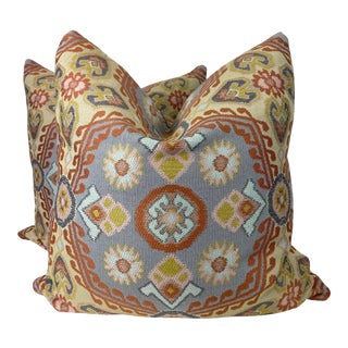 Woven Medallion Pillows- a Pair For Sale