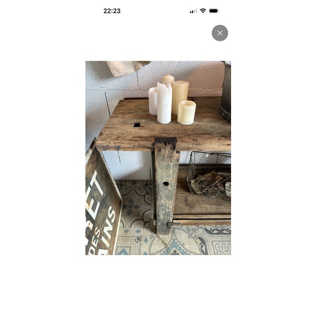 Workbench in Green Patinated Oak, 1940s For Sale - Image 4 of 15