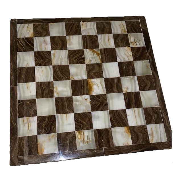 Chess Board. Late 20th Century Beige and Brown Marble Chess Board For Sale