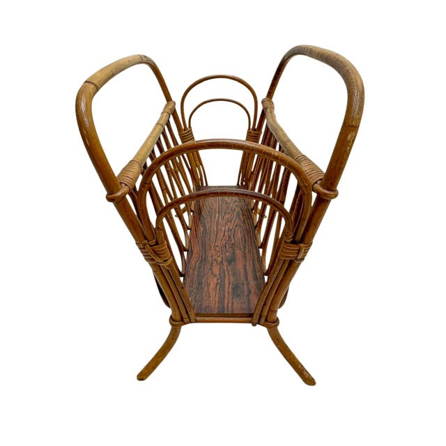 Rattan Bamboo Magazine Rack from Franco Albini, Italy, 1970s For Sale - Image 6 of 15