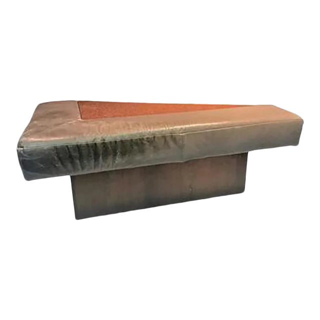 Great Modern Sculptural Triangular Leather, Granite and Walnut Bench For Sale