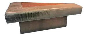 Great Modern Sculptural Triangular Leather, Granite and Walnut Bench
