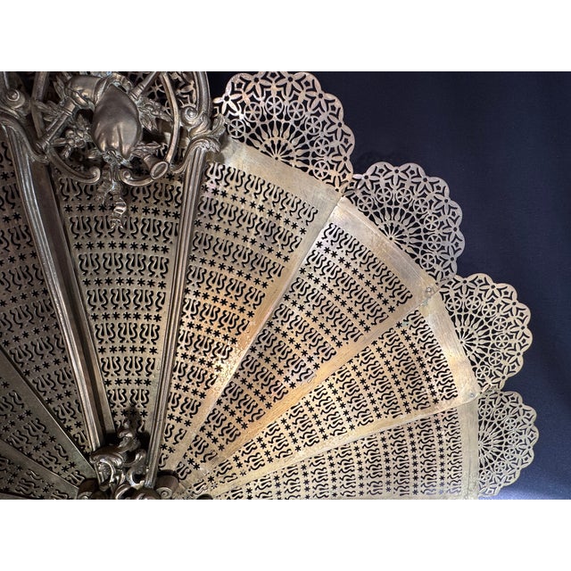 19th C French Louis XVI Gold Gilt Bronze Fireplace Screen 1 Pc For Sale - Image 10 of 16