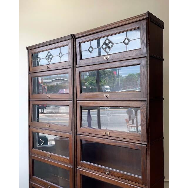 Wood Vintage Pair of Barrister Style Bookcases For Sale - Image 7 of 9
