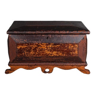 19th C. Distressed Scroll-Footed Box For Sale