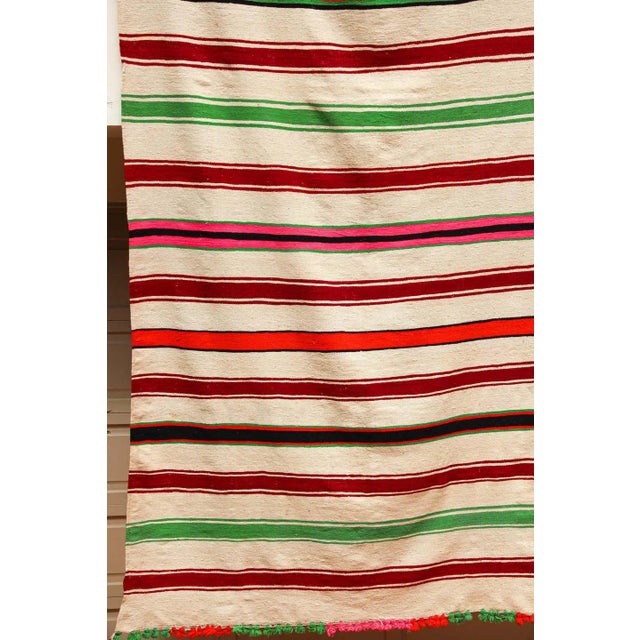 Red 1960s Moroccan Berber Kilim Rug, Multicolor Stripes, 5'11" × 13'5" For Sale - Image 8 of 15