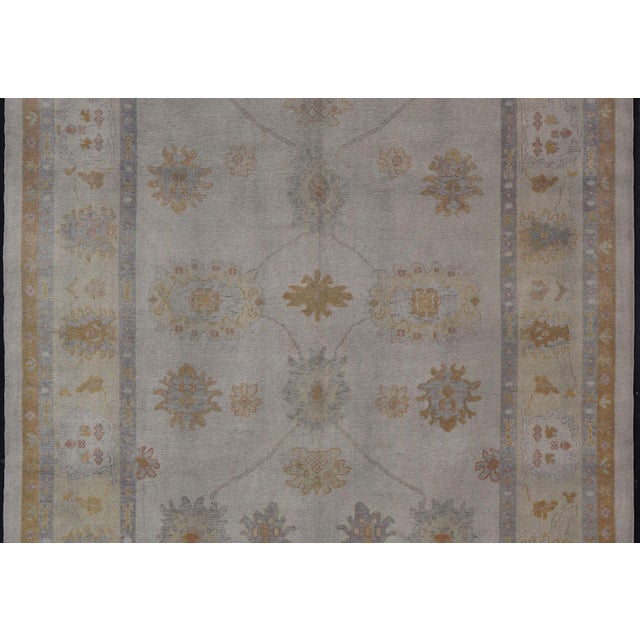 Early 21st Century Turkish Oushak Rug in Gray With Faded Gold, Taupe, and Dusty Blue 10'6 X 14'0 For Sale - Image 5 of 15