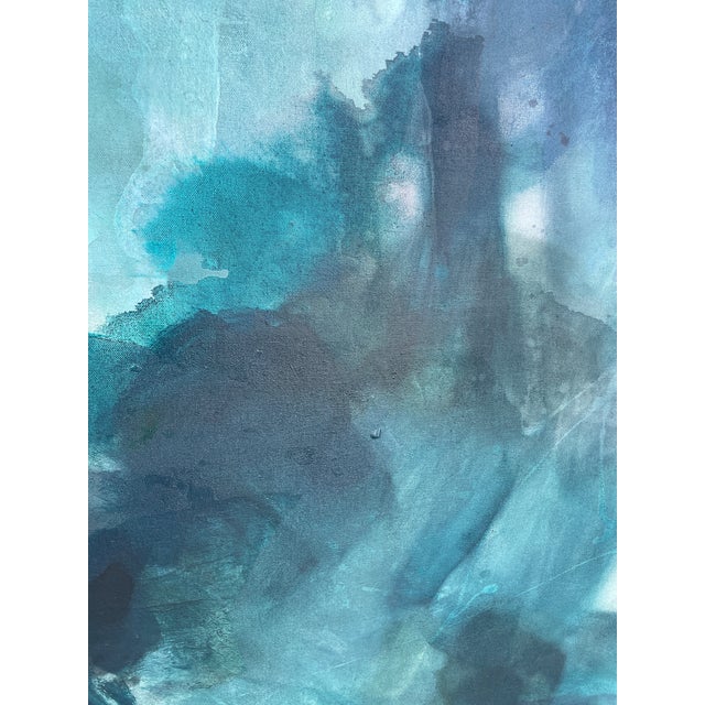 “I Lose Myself” Lyrical Abstract Painting in Moody Blues & Earthy Greens by Stacey Warnix For Sale - Image 10 of 14