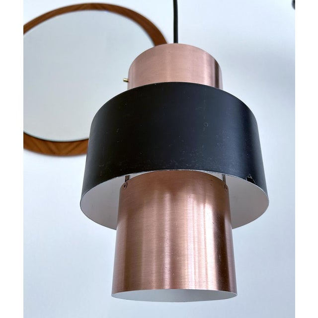 Black Scandinavian Copper Pendant Light, 1960s For Sale - Image 8 of 9