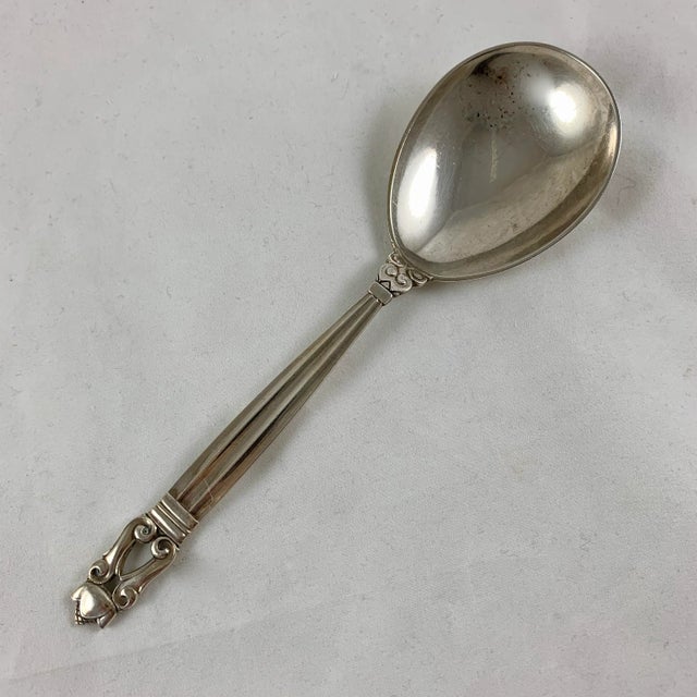 Georg Jensen Sterling Silver Acorn Pattern Serving Spoon, Denmark 1915-1919 For Sale - Image 9 of 9