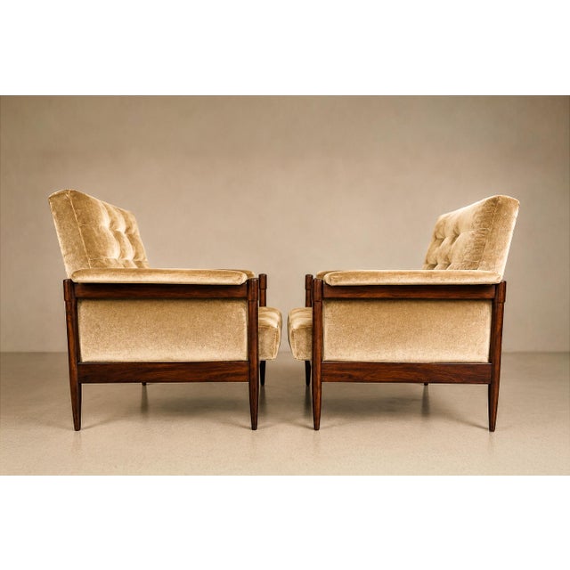 Wood Móveis Provenzal Lounge Chair in Jacaranda & Champagne Mohair Velvet, Brazil, 1960s For Sale - Image 7 of 16
