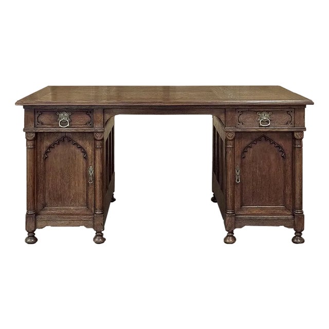 Mid-Century Neogothic Executive Desk by Jansen & Sons of Amsterdam For Sale