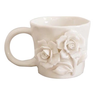 Embossed Rose Ceramic Cup For Sale