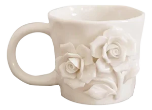 Embossed Rose Ceramic Cup