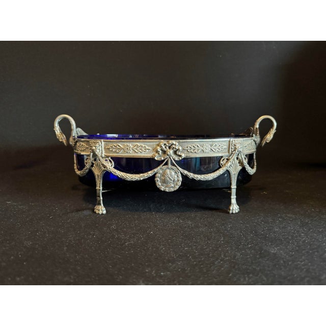 19thC Louis XVI Blue Silver Jardiniere Bowl – 1 Pc For Sale - Image 17 of 17