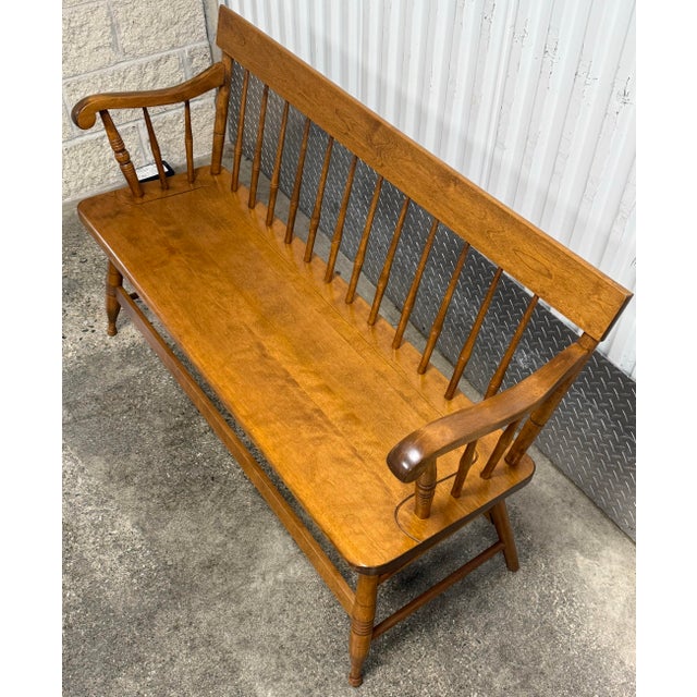 Mid 20th Century Bent Bros Colonial Maple Bench For Sale - Image 4 of 10