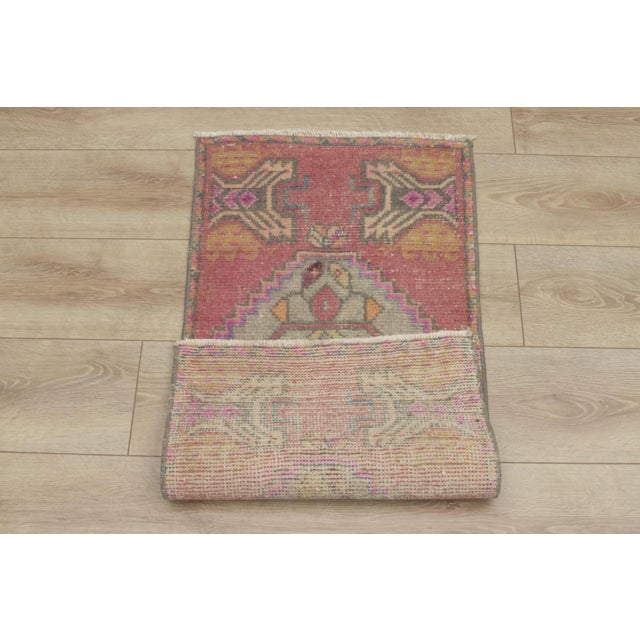 Red 1970s Turkish Vintage Geometric Desing Red Oushak Rug For Sale - Image 8 of 9