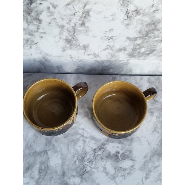 Brown 1960s Mid-Century Modern Owl Ceramic Cups - Pair For Sale - Image 8 of 12