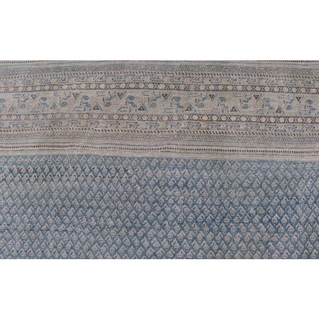 Antique Persian Tabriz Rug With Soft Light Blue Field and Fine Allover Design For Sale - Image 11 of 15