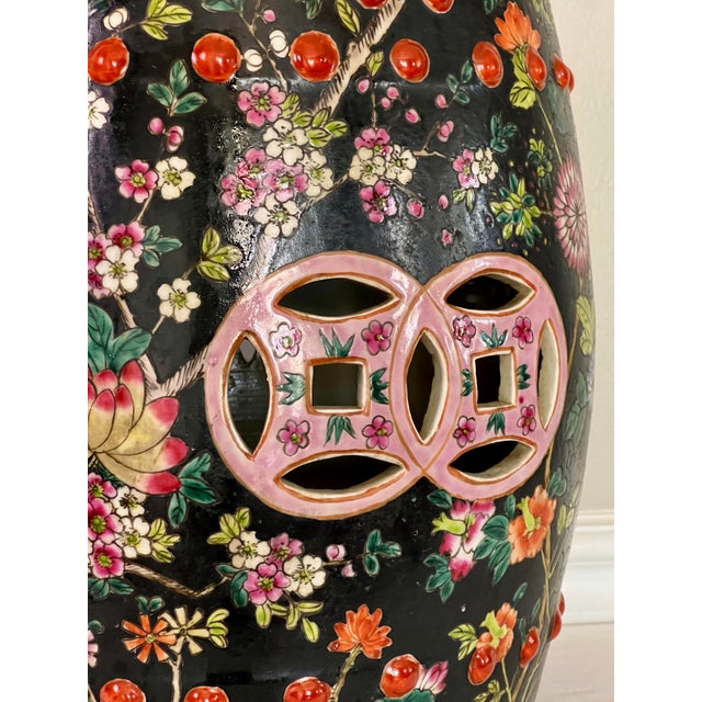 Chinese Porcelain Garden Seat or Drum Table, Famille Noir, C. 1910 For Sale - Image 9 of 11