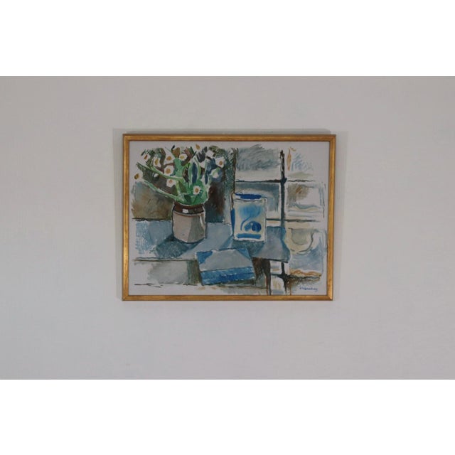 Original swedish oil on canvas – “pot plants” by a. Winnberg – signed, framed 67 × 52 cm (26.4" × 20.5") a vibrant oil...