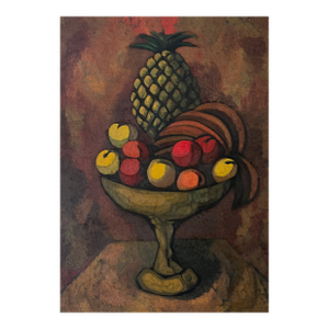 Mexican Modernist Bodegon Fruitas Still Life Oil Signed, Circa 1960s, Framed