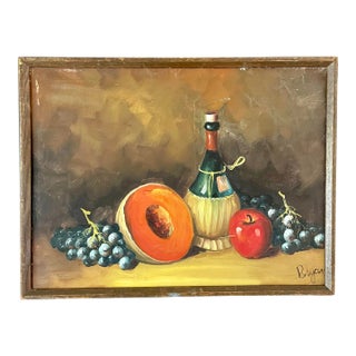 Early 20th Century Original Rustic Spanish Still- Tablescape Painting Signed Bryan For Sale