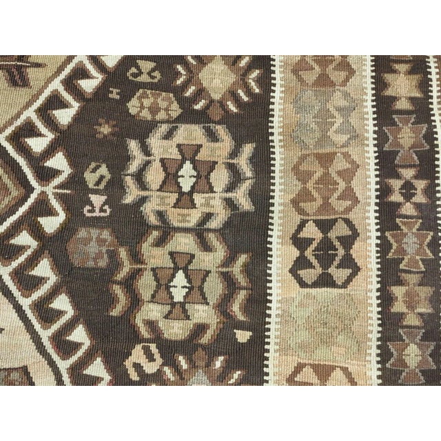 Coffee Oversized Vintage Turkish Kars Kilim Rug - 64"x179" For Sale - Image 8 of 13