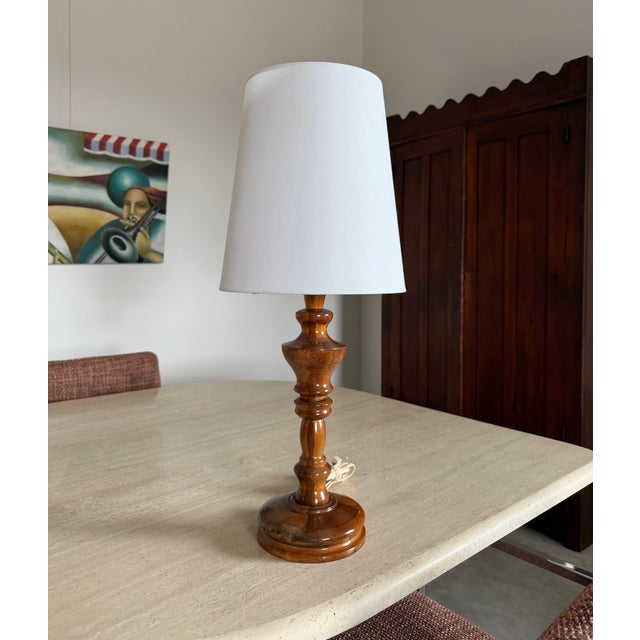 Celerie Kemble Charming Carved Wood Turned Lamp For Sale - Image 4 of 10